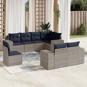 Set Divani da Giardino 8 pz con Cuscini Grigio in Polyrattan 3222840