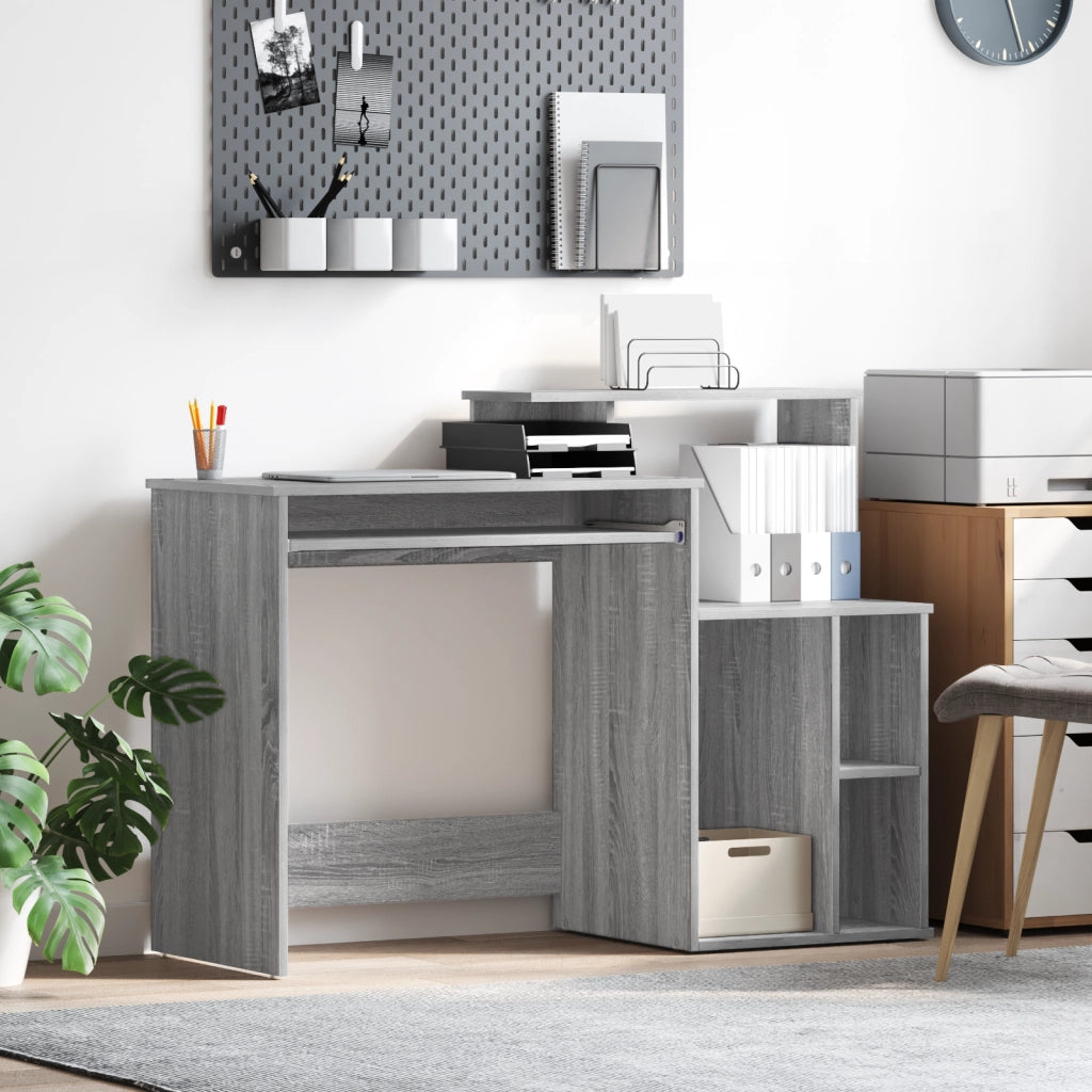 Scrivania con storage grigio sonoma 120.5x44x88.5 cm legno ingegnerizzato