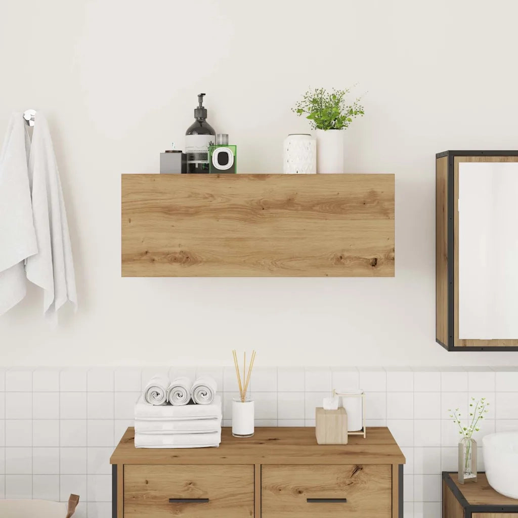 Mobiletto da Bagno Rovere Artigianale 80x25x30 cm in Truciolato