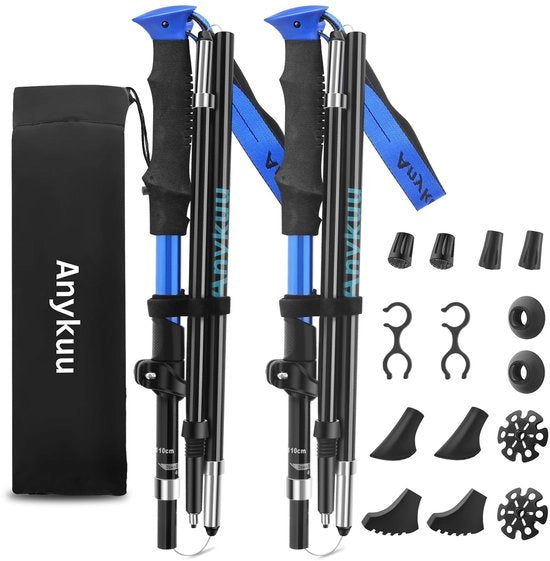 Wandstecchi Opvouglievi 2 pezzi, stecchi da trekking Verst. 110-130 cm, accessori 6 paia, stecchi da trekking in alluminio per tutti i terreni, stecchi da trekking per camminare e sciare