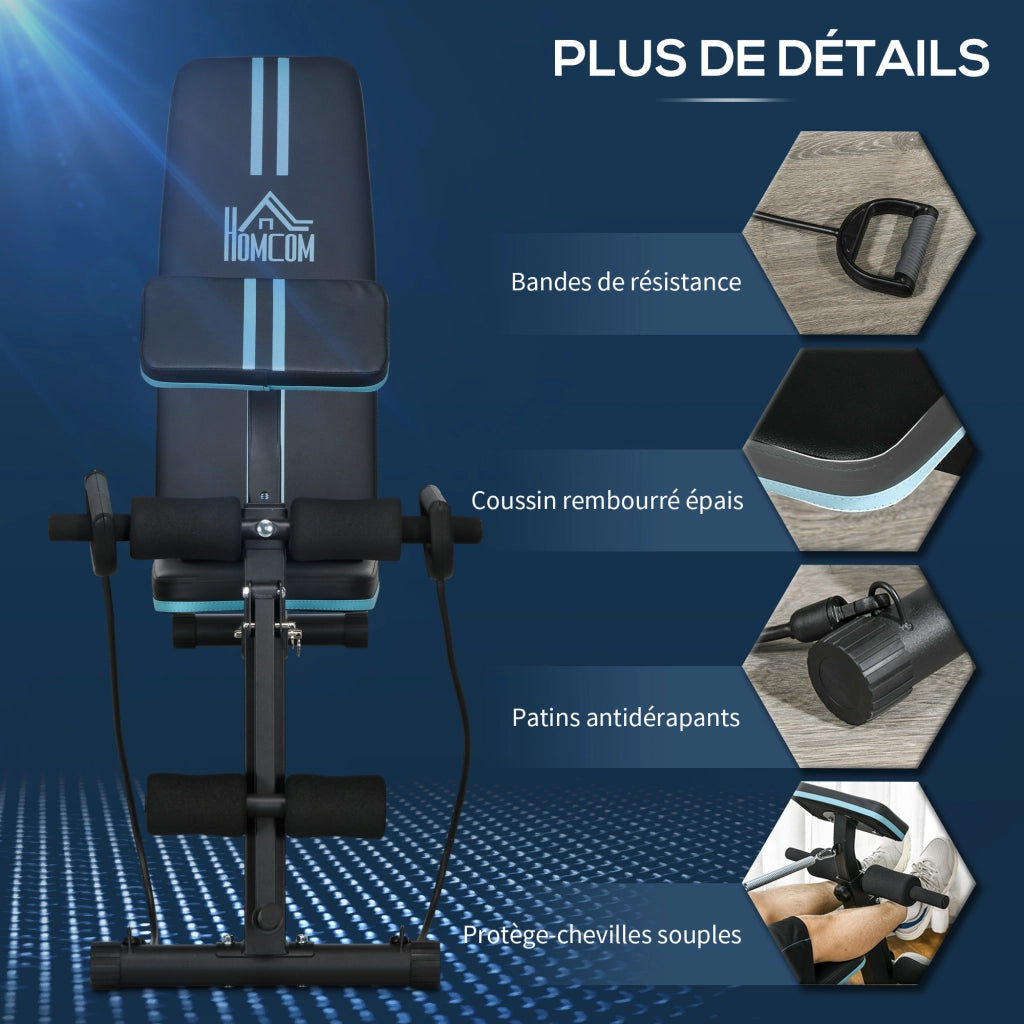 Panca regolabile pieghevole inclinabile con estensione gambe ¨C Minimal ¨C Nero Blu 54x160x106 cm
