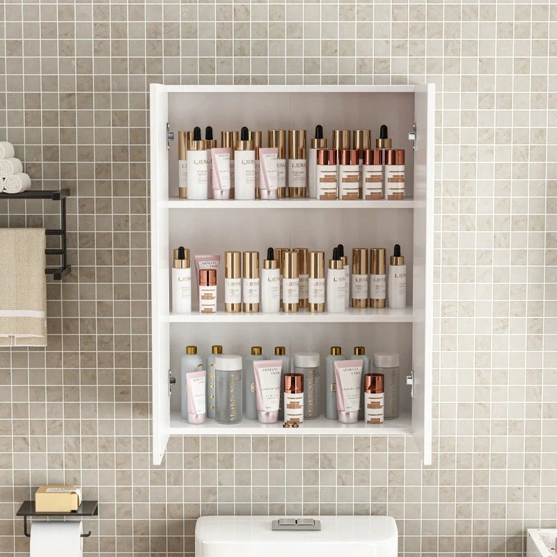 Mobile da bagno sospeso a 2 ante, 60 cm, moderno e salvaspazio.