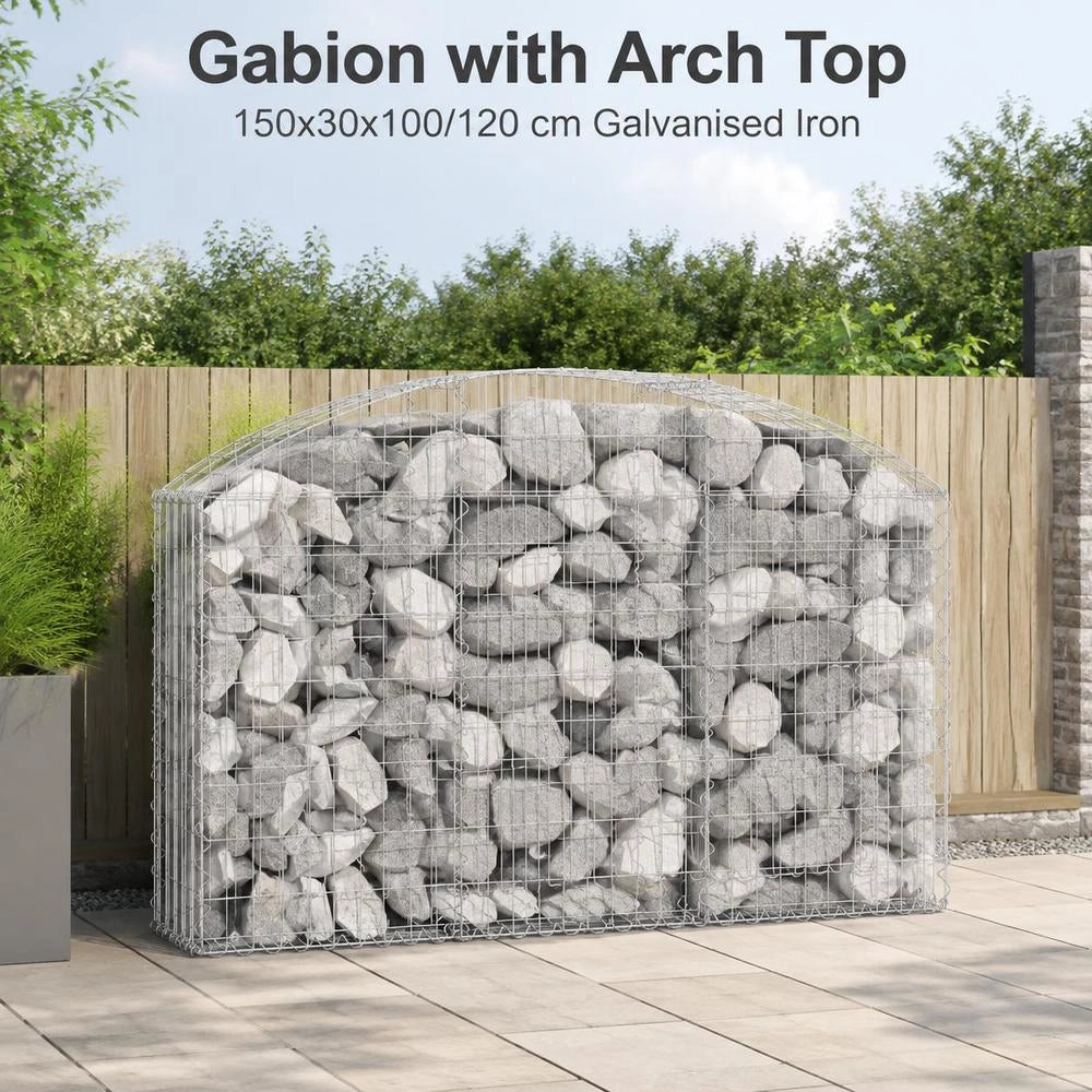 Gabion With High Arch 150x30x100/120 Cm Galvanized Iron