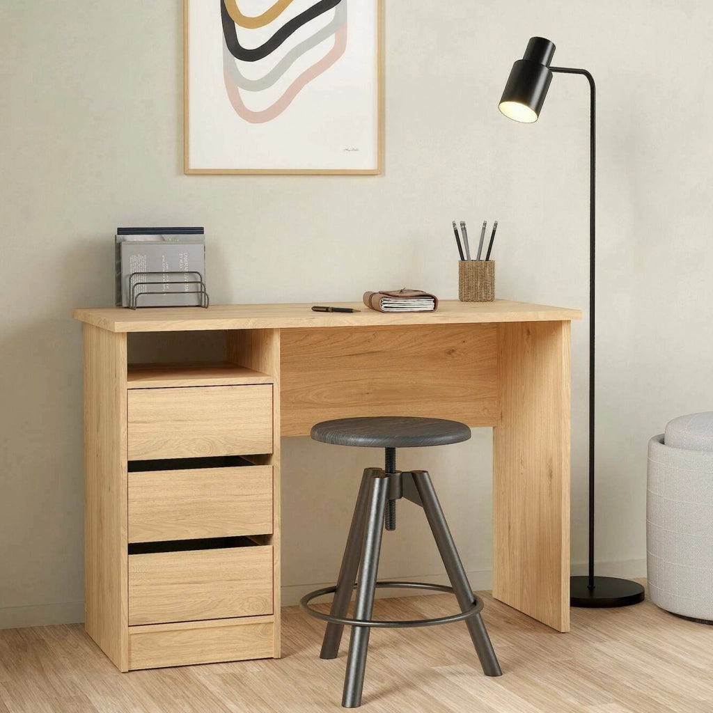 Scrivania Huaning, Scrittoio multiuso, Tavolo per ufficio porta PC, Piano di lavoro, 110x49 h76 cm, Rovere