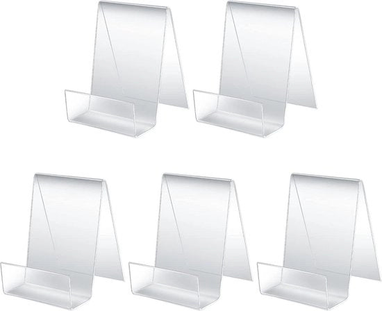 Supporto per libri in acrilico trasparente - 5 pezzi - supporto inclinato per tavolo - supporto per tavolo in acrilico - sostegni per libri - supporto per cavalletto per pittura - supporto per visualizzare foto - libri - musica - artigianato