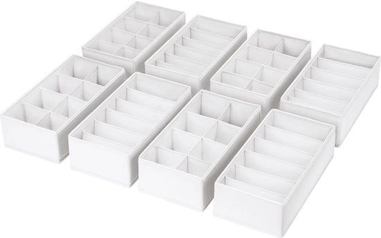 Organizzatore di carico per armadio - Set di 8 organizzatori, 30 x 15 x 9 cm Sistema di organizzazione per armadio, abbigliamento bambino, calze, pannolini, bianco