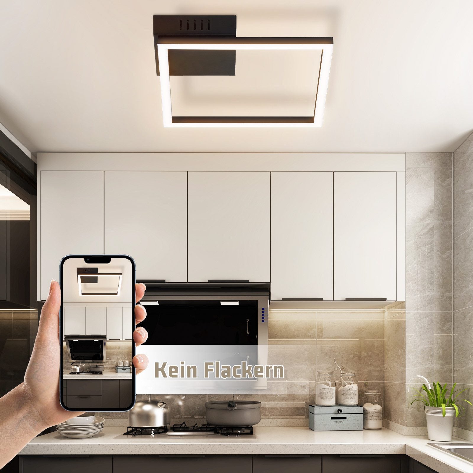 ZMH Lampada da soffitto plafoniera LED moderna nera 3000K per soggiorno sala pranzo corridoio