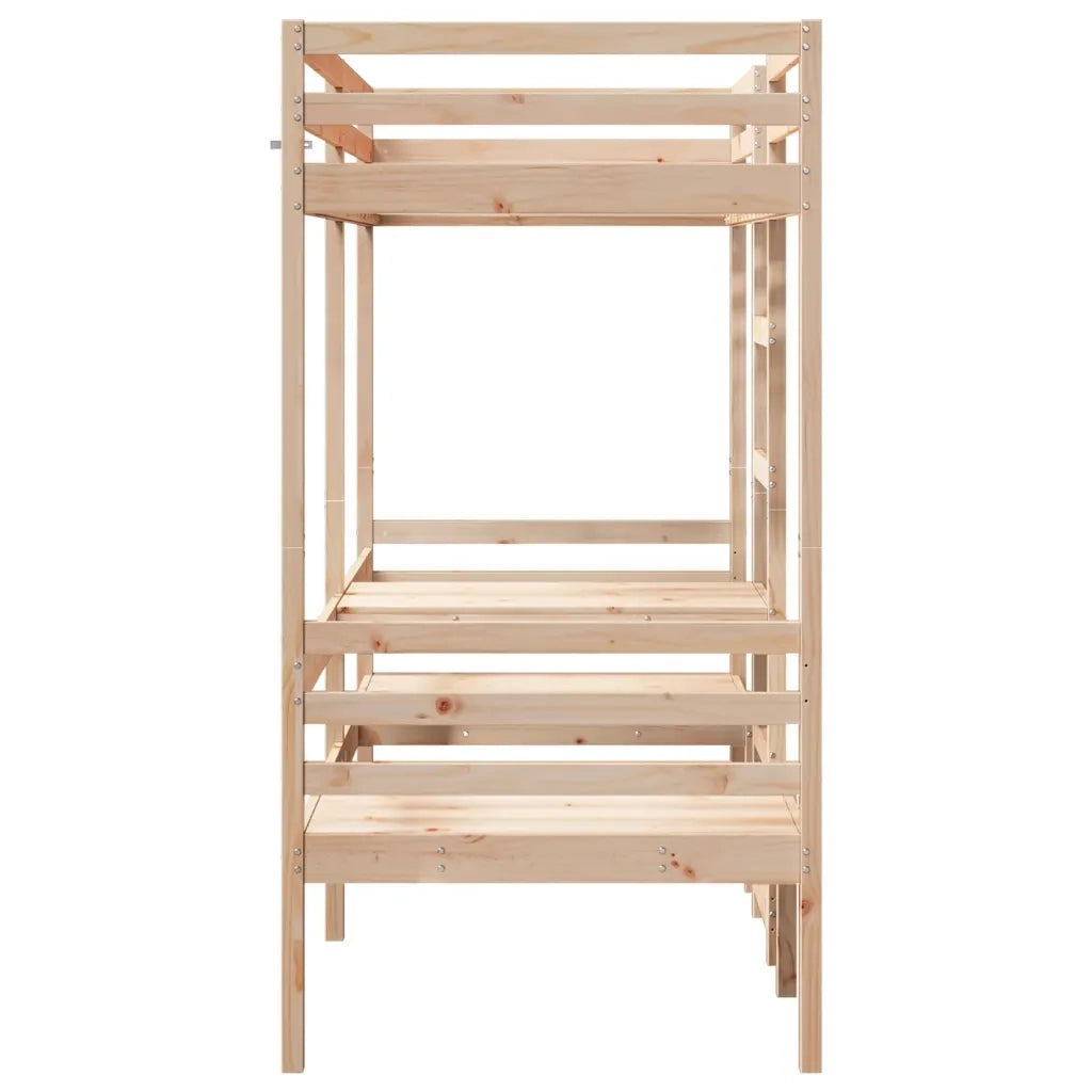 Giroletto Soppalco con Scrivania e Sedie 80x200cm Legno Pino