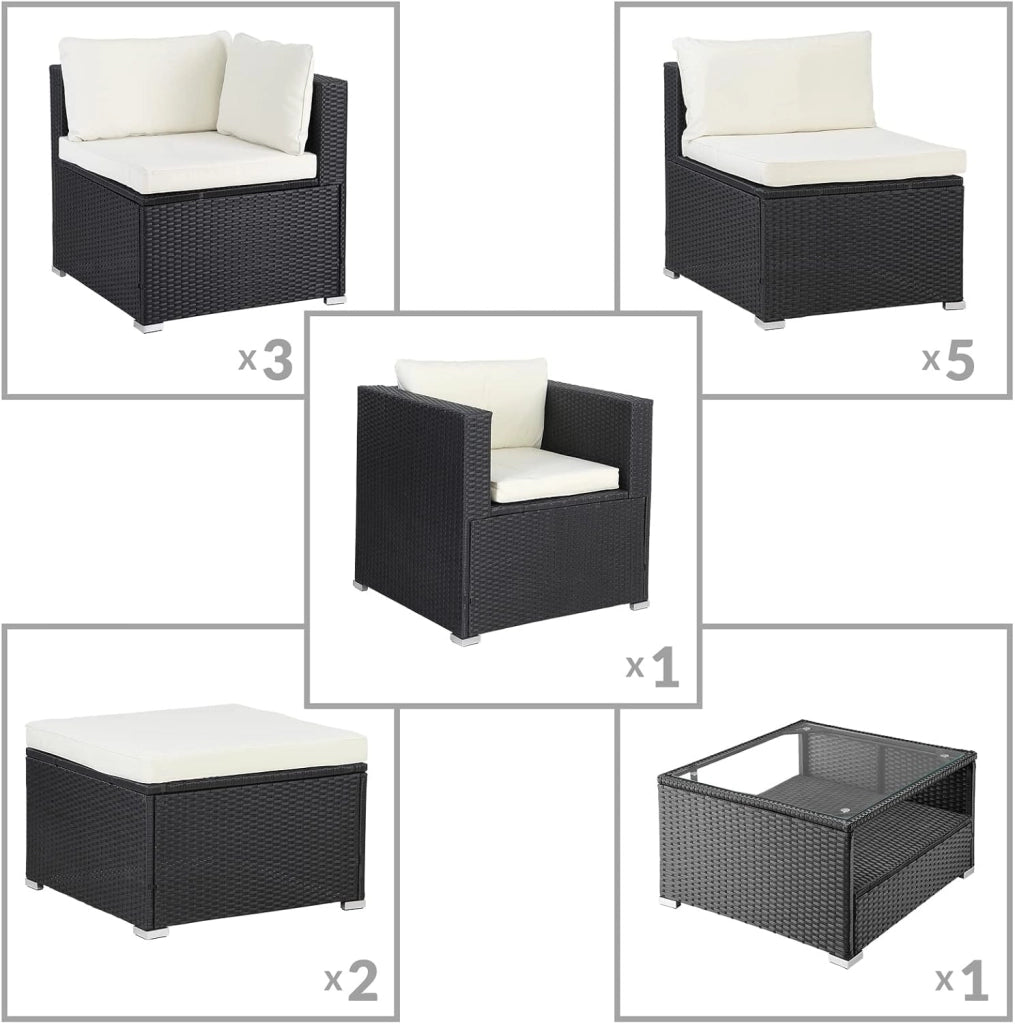 Set Lounge XXL da Giardino Divani 35 Pz. Polyrattan 350x280x70cm Cuscini 7-15cm Tavolino Salottino Outdoor