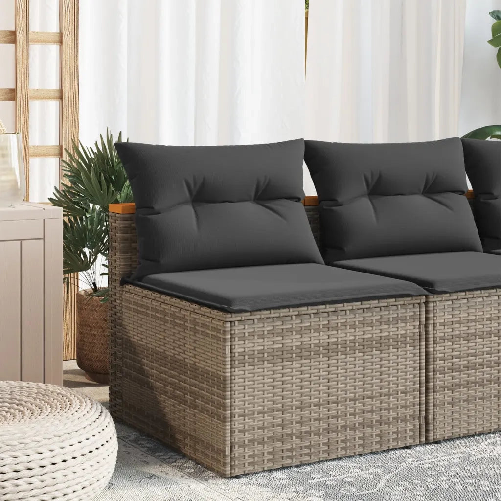 Divani Giardino Senza Braccioli con Cuscini 2 Grigi Polyrattan 365833
