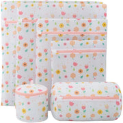 Set di asciugatura per lavatrice 6 pezzi, rosa. I fiori. Asciugamani con reggisen, lavatrice per bambini, rattoppi, asciugamani con mutande, gonne, calze e cuscini.