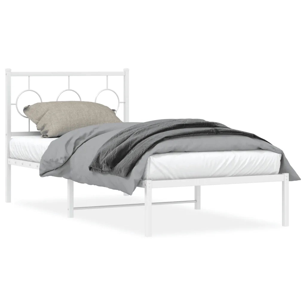 Giroletto con Testiera-Struttura Letto con testiera Metallo Bianco 90x200 cm 320530