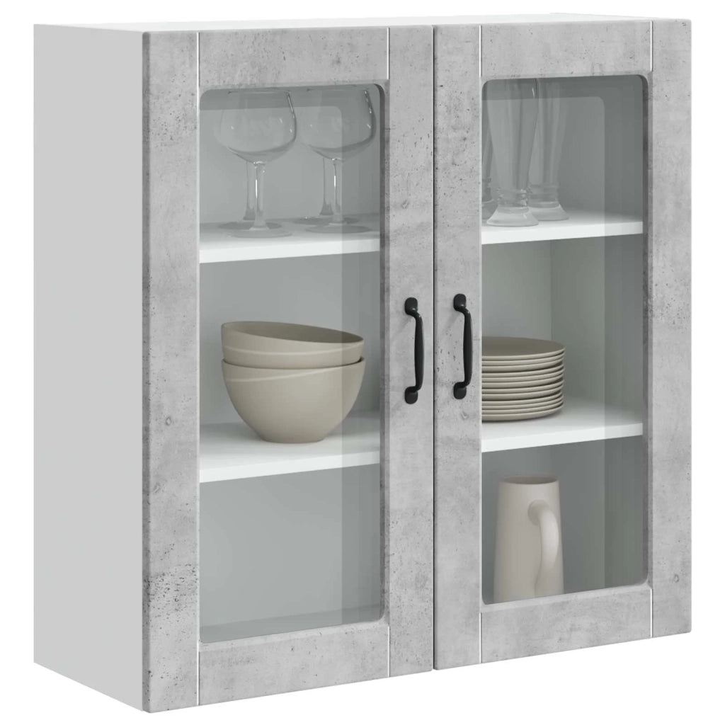 Pensile da cucina | Mobile in vetro da parete PORTO Grigio cemento 80 x 31 x 80 cm