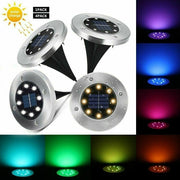 Trade Shop - 4 Faro Lampada 8 Led Rgb Solare Da Esterno Giardino Faretto Picchetto Segnapassi -