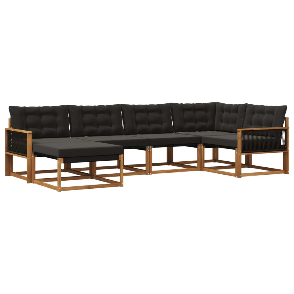 Set di divani da esterno 6 pz Naturale e Nero 3381536