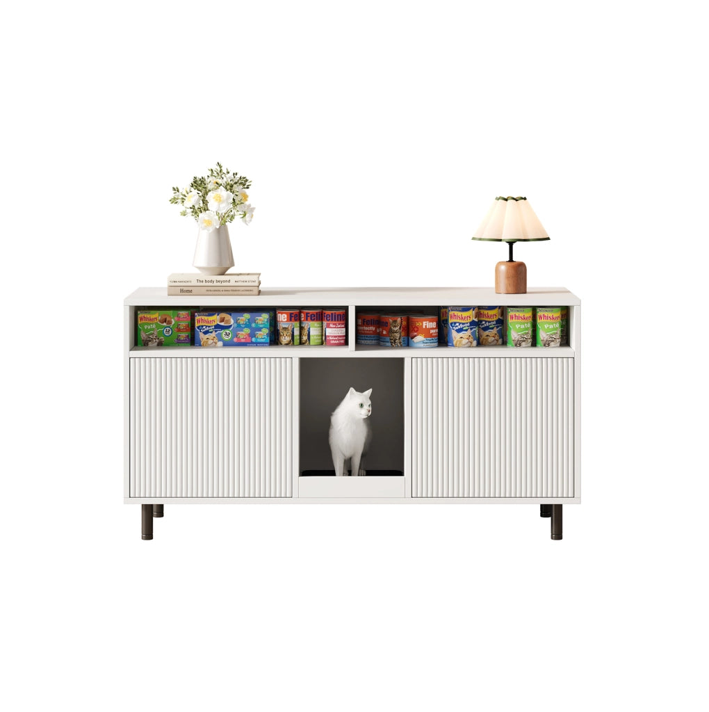Mobiletto per lettiera con tappetino, 120x50x66 cm, bianco