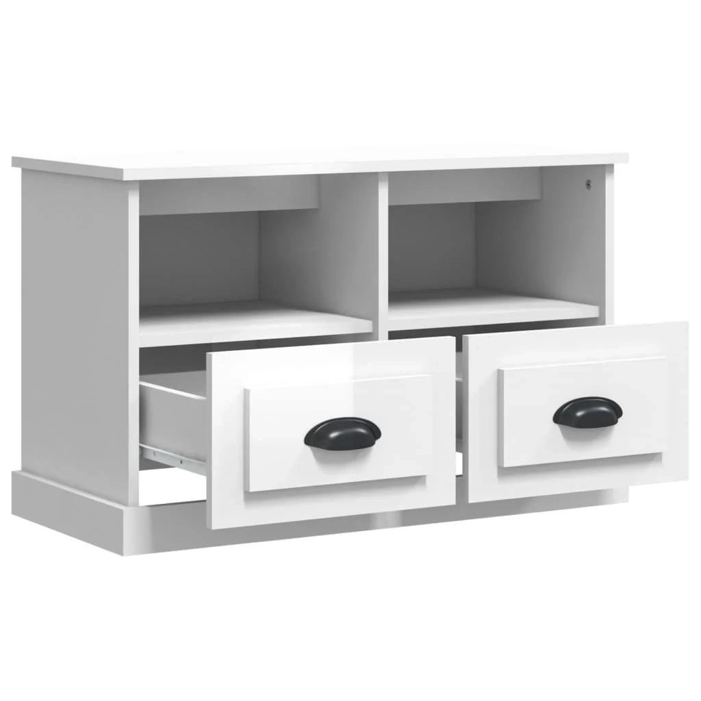 Mobile TV multimediale mensola TV mobile TV sala da pranzo soggiorno camera da letto finitura lucida 80 x 35 x 50 cm legno ingegnerizzato bianco 02_0027078