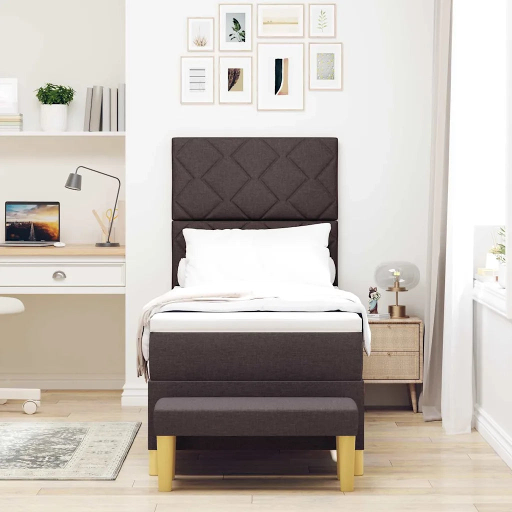 Letto a molle con materasso Marrone scuro 80 x 200 cm Tessuto 3344334