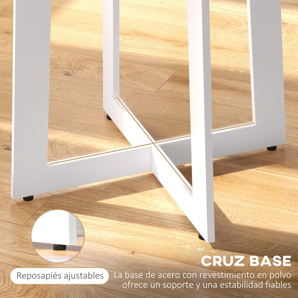 Tavolo da pranzo rotondo per 4 persone ¨C zephmum ¨C legno rovere e acciaio ?80x75 cm