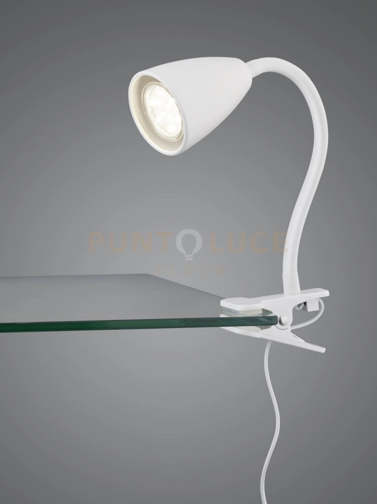 WANDA LAMPADA DA TAVOLO FLESSIBILE CON PINZA METALLO BIANCO H. 20CM 1 LUCE ATTACCO GU10