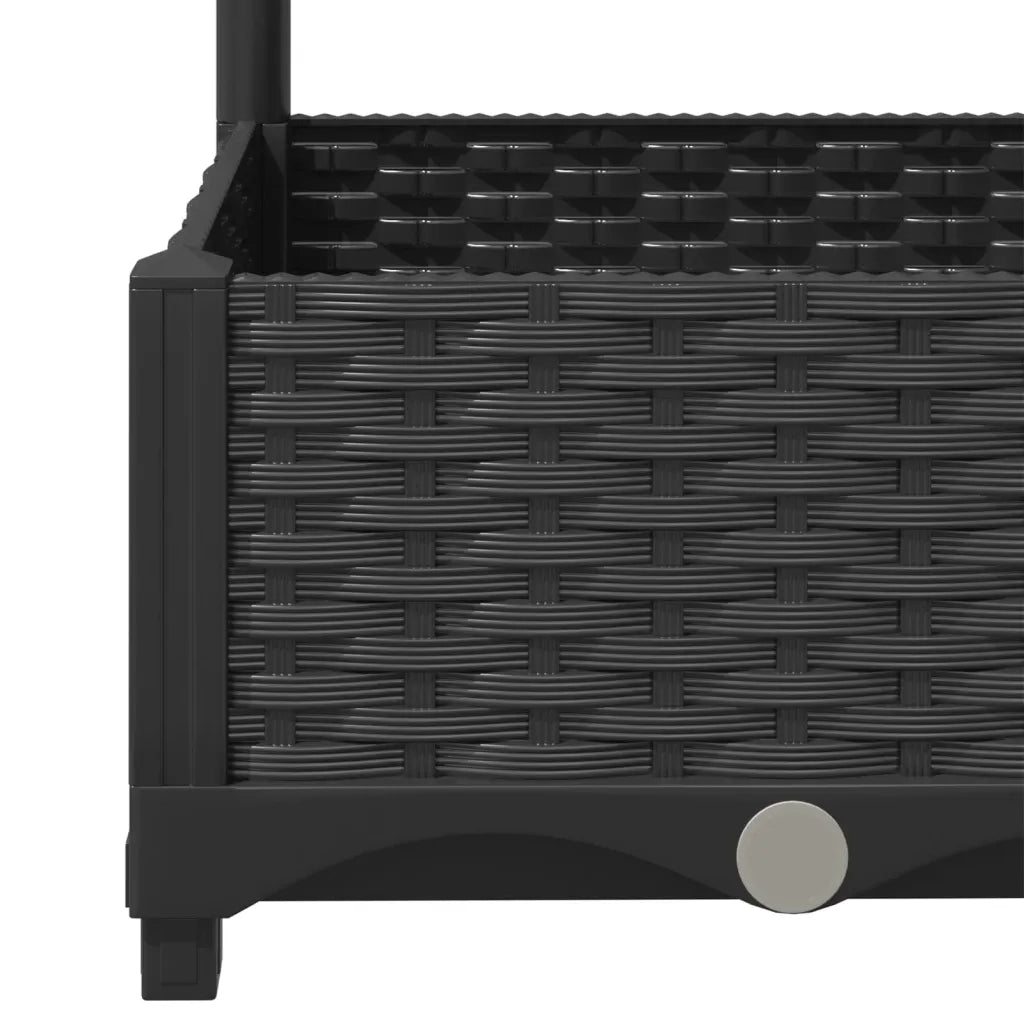 Fioriera da giardino con traliccio nera 120x40x121,5 cm PP 318272