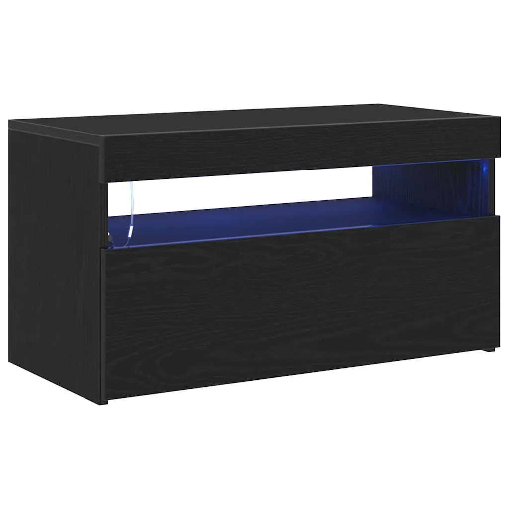 Mobile TV con LED Rovere Nero 75 x 35 x 40 cm Legno multistrato 862557