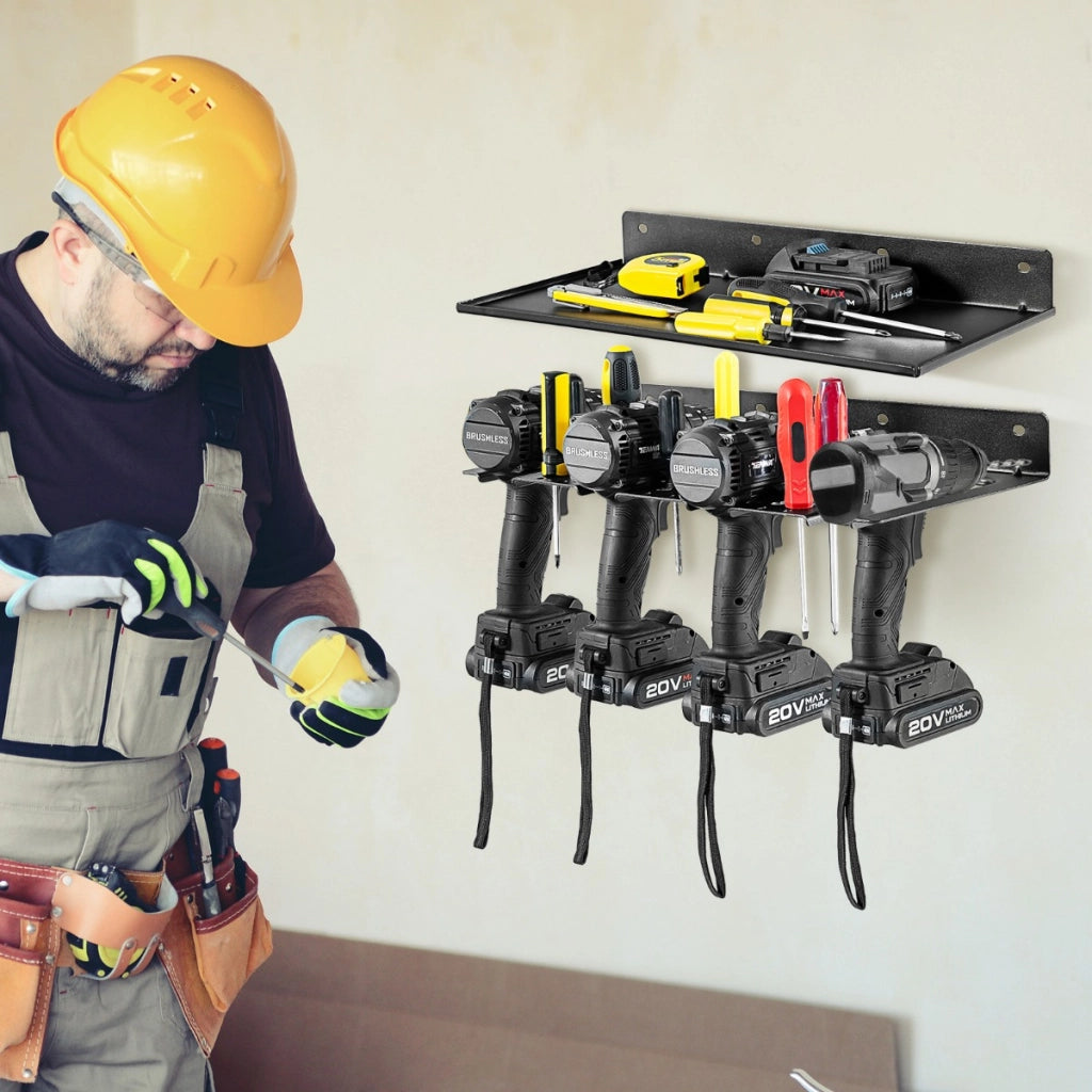 Supporto a parete per trapano elettrico mensola sospesa, Scaffale portaoggetti per garage officina magazzino