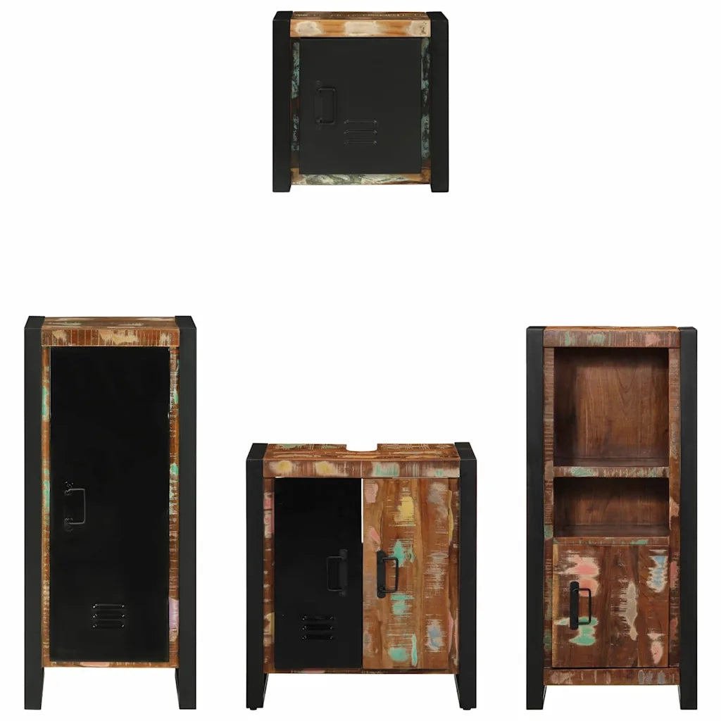 Set di mobili per il bagno 4 pcs Legno Recuperato Massello
