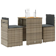 Set da BistrÃ² 3 pz con Cuscini Grigio in Polyrattan