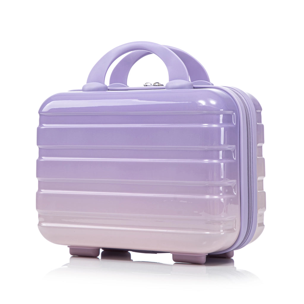 Carrello pieghevole set da viaggio 2 pezzi con guscio rigido in pc ruote girevoli 360° viola 37 × 21,5 × 56 cm