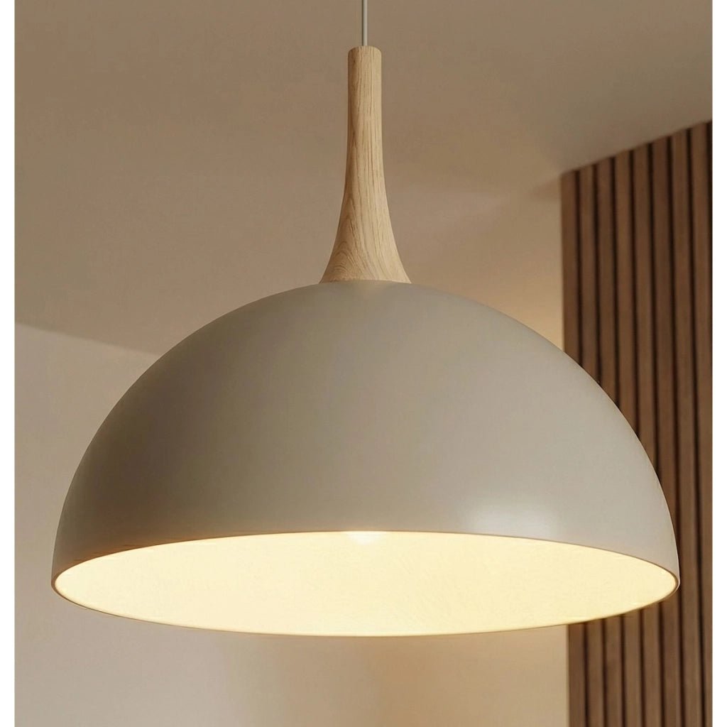 Lampada a sospensione Nautica in acciaio mokka e legno