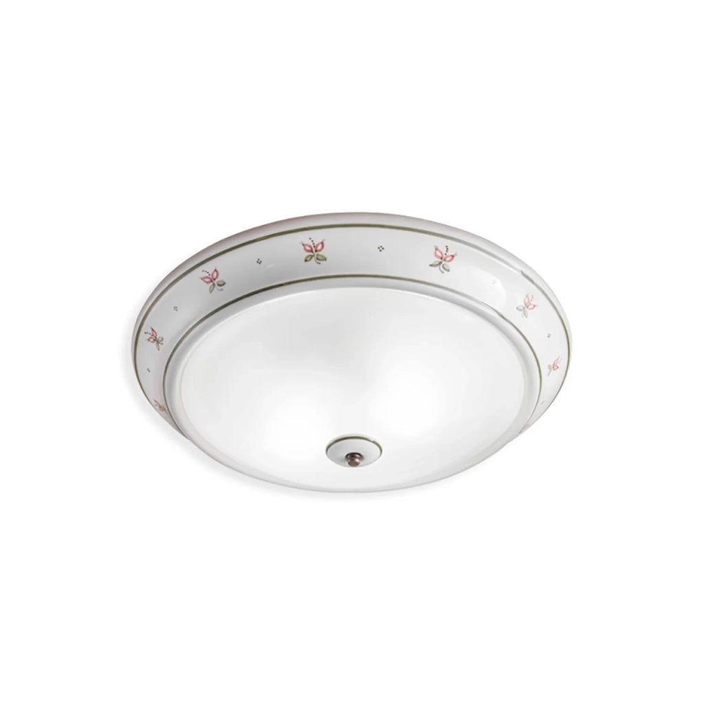 Plafoniera Classica Capua Ceramica E Ottone Satinato Decorato 2 Luci E27