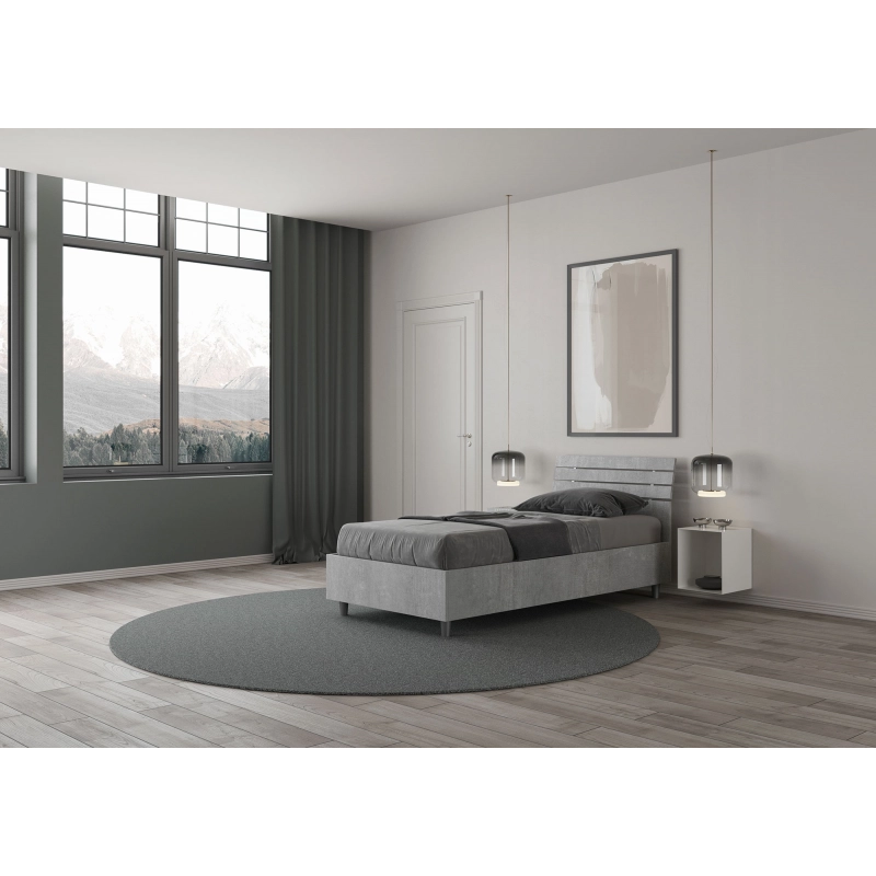 Letto Singolo 80x190 cm testata inclinata con doghe Ankel - Senza rete,Grigio