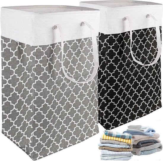 Set di 2 Cestelli da Stiro Opvoluti - 75 Litri - Contenitore da Stoccaggio Impermeabile - Maniglie Lunghe - Ideali per Camera da Letto, Bagno e Uso Interno