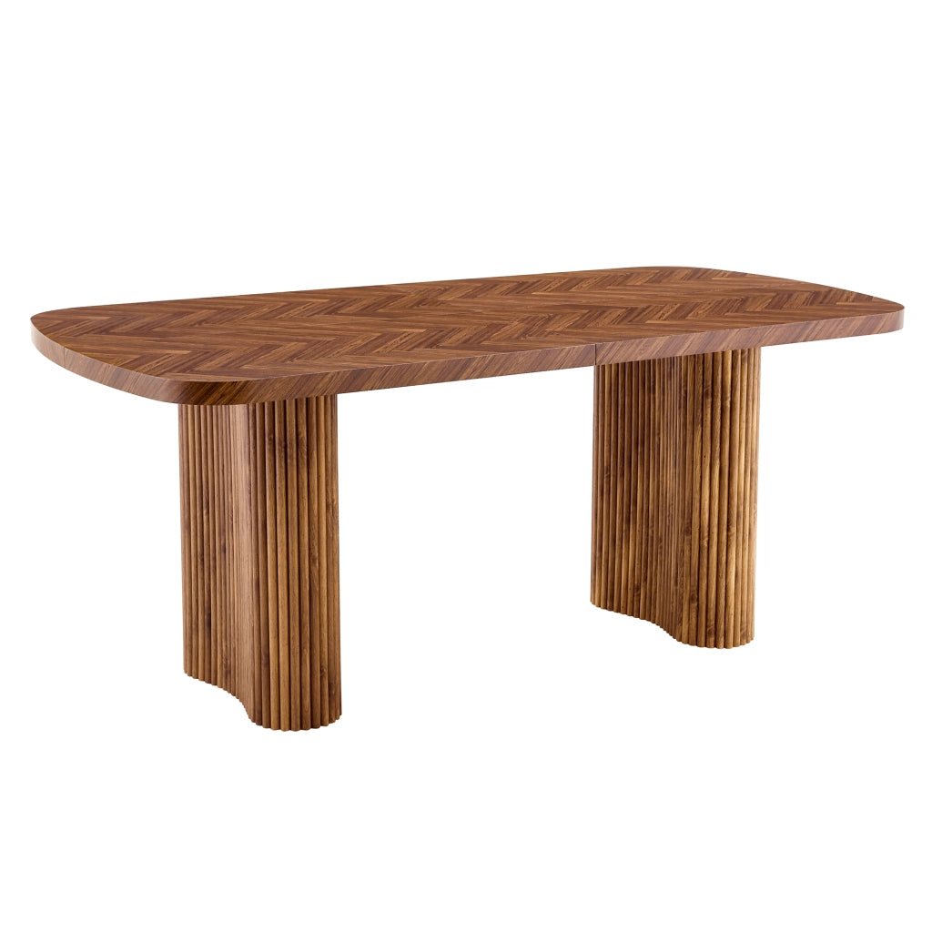 Tavolo da pranzo in MDF con supporto a colonna ad arco, stile moderno, per sala da pranzo e soggiorno, 180 × 90 cm