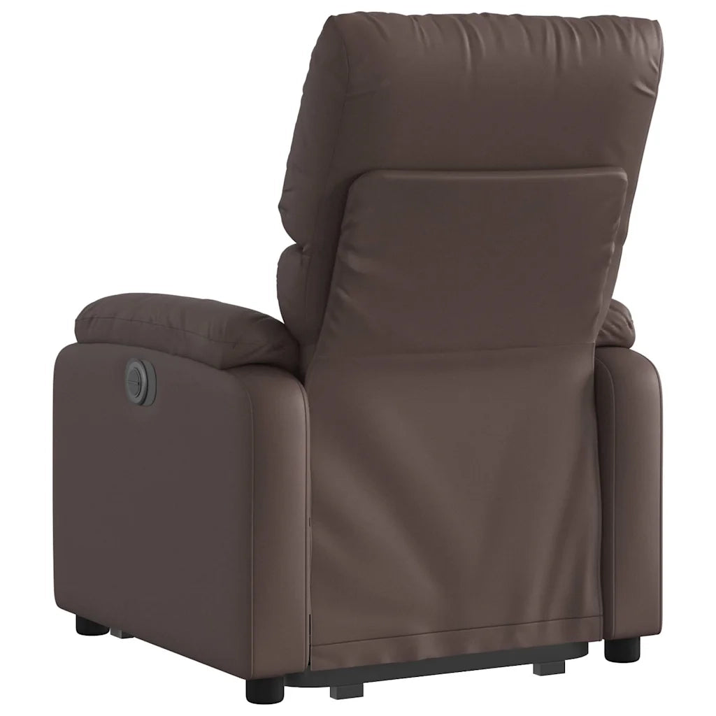 Poltrona | Sedia Relax Alzapersona Reclinabile Marrone in Similpelle