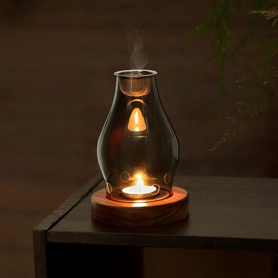 Luminaria a Vapore con Sostegno in Vetro per Tavolo da Caffè, Decorazione per Sala da Pranzo e Cucina, Resistente al Vento e al Fuoco