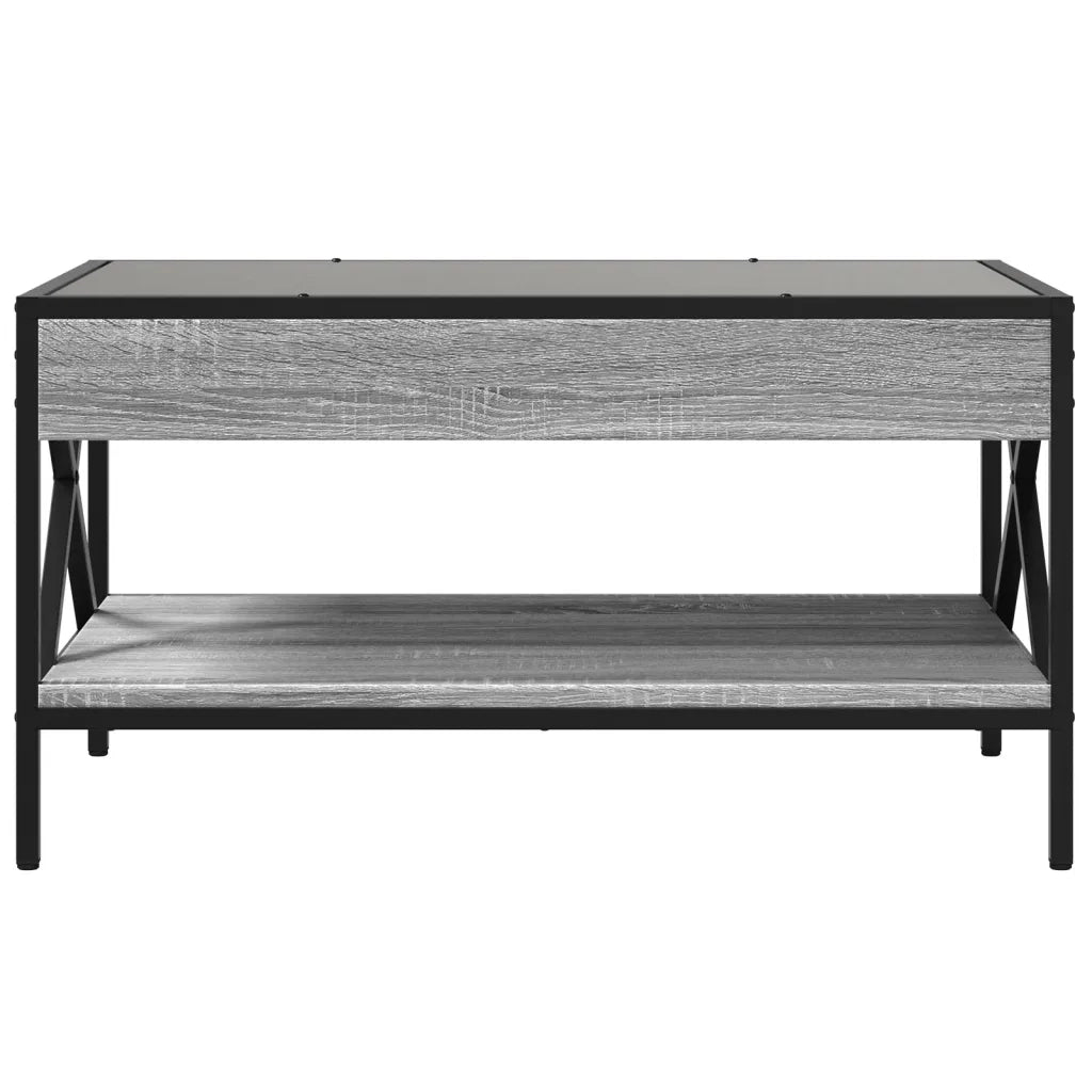 Tavolino da Salotto con LED Infinity-Tavolino da soggiorno Grigio Sonoma 70x50x38 cm