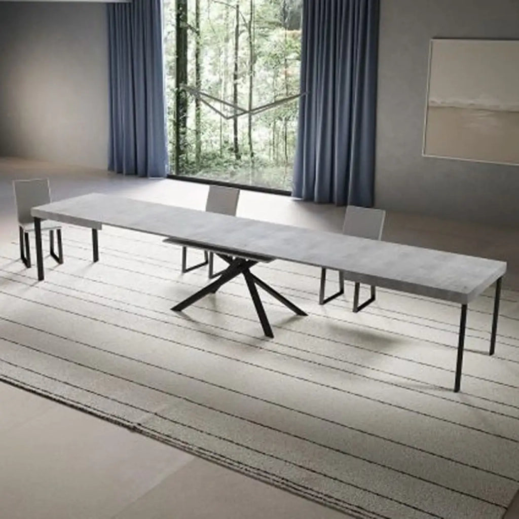 Tavolo allungabile 180/440x90 cm Niket colore cemento gambe antracite