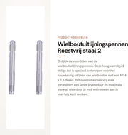 Pennelli per allineamento ruote in acciaio inossidabile - 2 pezzi - M14 x 1,5 filo - Adatto a diversi modelli di auto - Installazione facile - Duraturo e resistente - Pennello per ruota