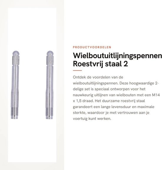 Pennelli per allineamento ruote in acciaio inossidabile - 2 pezzi - M14 x 1,5 filo - Adatto a diversi modelli di auto - Installazione facile - Duraturo e resistente - Pennello per ruota