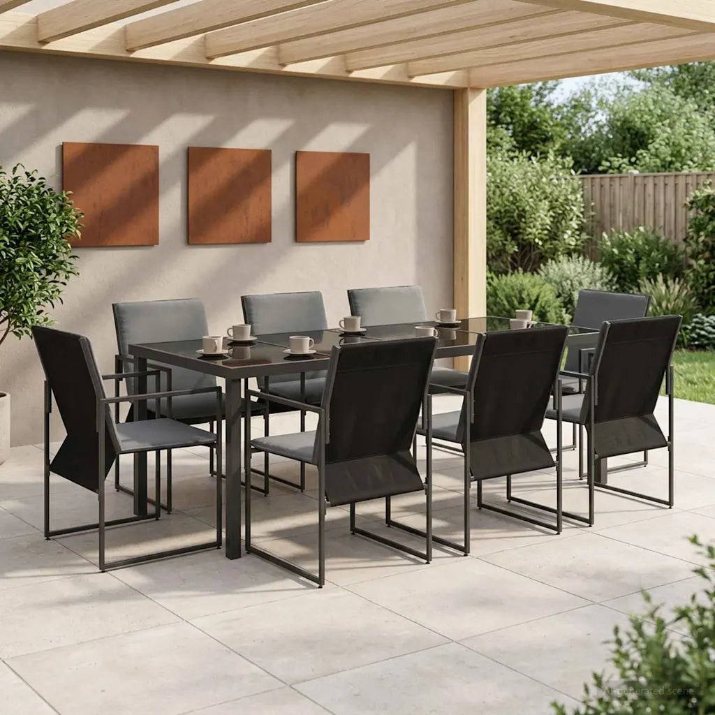 Set da Pranzo per Giardino 9 pcs Nero e antracite 3448906