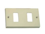 Placca 2 posti per scatola da incasso tonda in alluminio paglierino - mm.115x80h. 2 pezzi