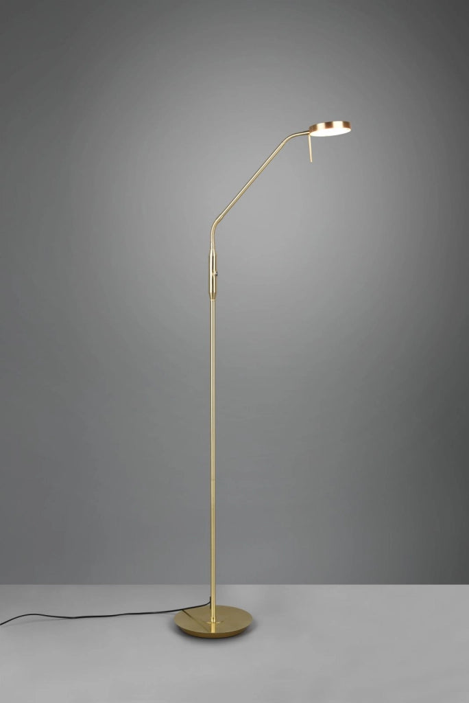MONZA PIANTANA LED 12W 1400lm, 2300+3000+4000K CON 2 SNODI FLESSIBILI OTTONE SATINATO DIMMERABILE H.145CM