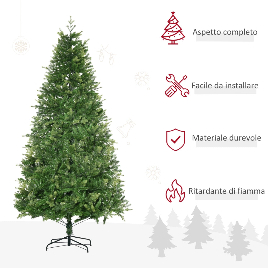 EasyComfort Albero di Natale Artificiale e Ignifugo per Interni con 2056 Rami e Base in Metallo, Ø124x228 cm, Verde