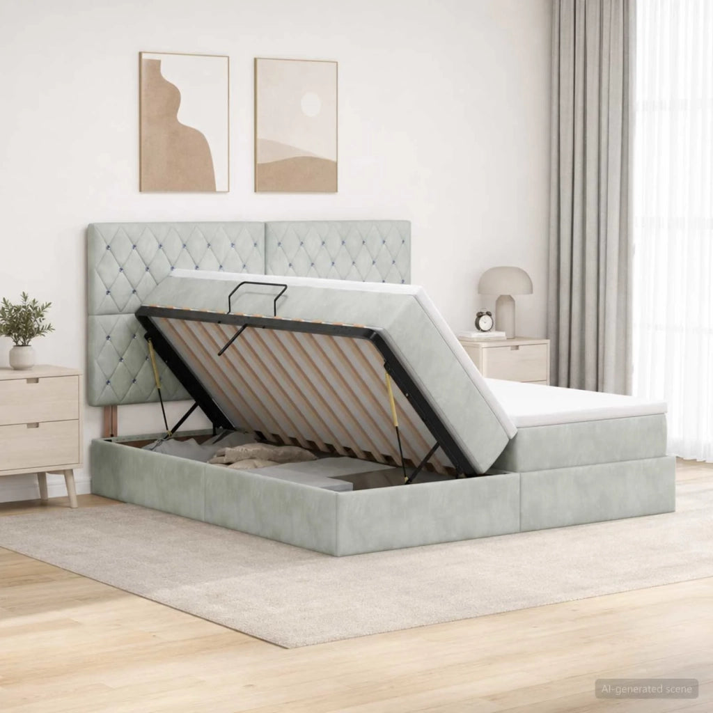 Letto con Contenitore Grigio Chiaro 180 x 200 cm Velluto 3459813