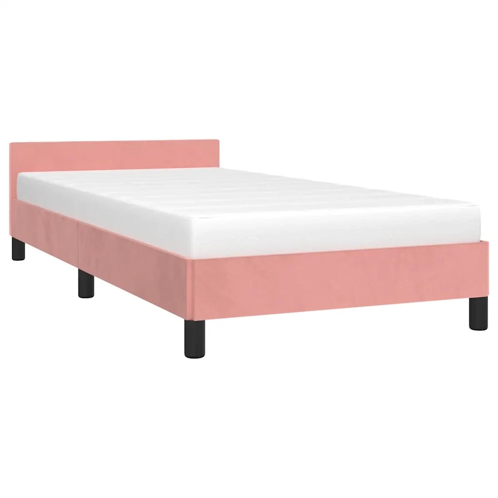 Giroletto con Testiera-Letto con Testiera senza Materasso Rosa 90x200 cm Velluto