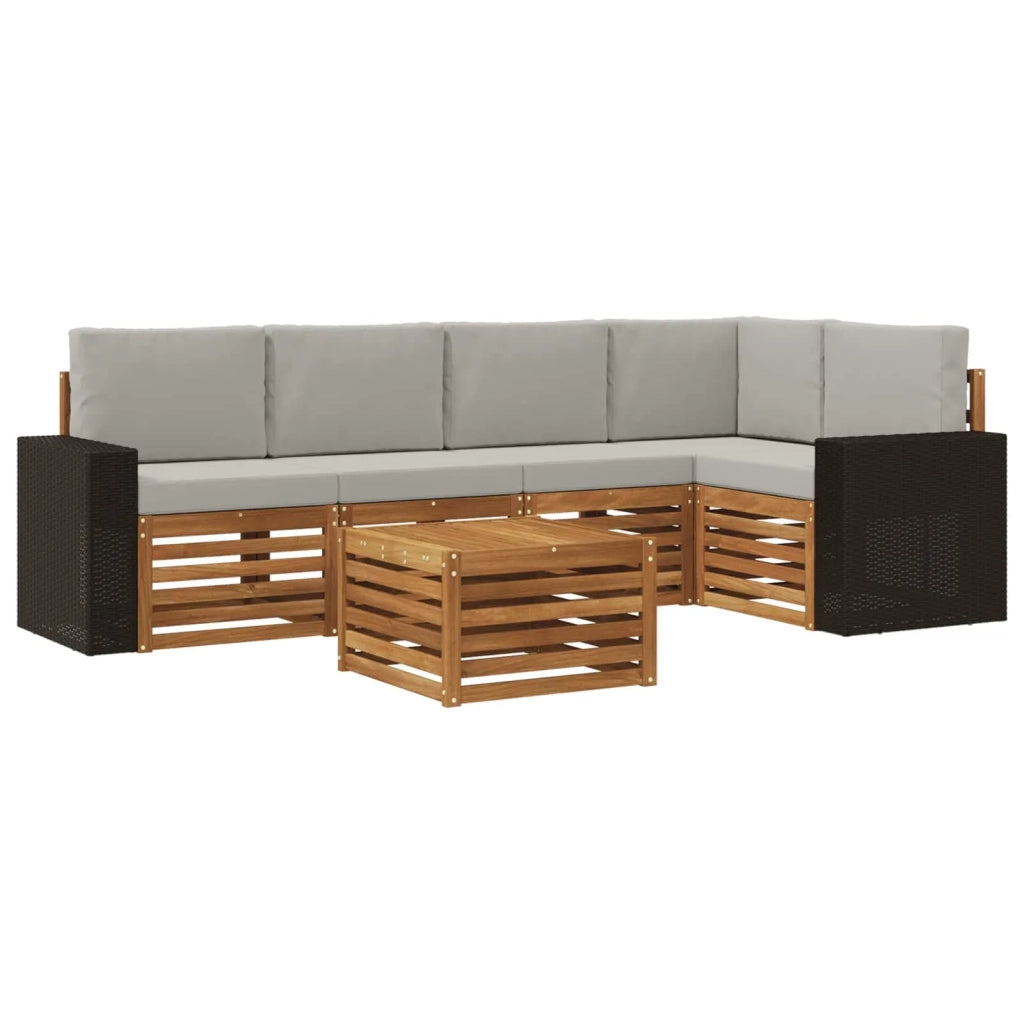 Set divano sezionale con cuscino 6 pcs Naturale e Grigio Chiaro 3384392