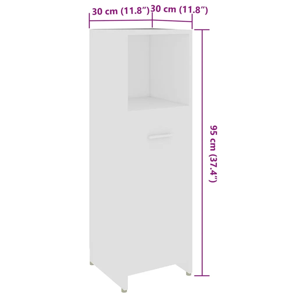 Armadio da Bagno | Mobile da Bagno Bianco 30x30x95 cm in Legno Multistrato