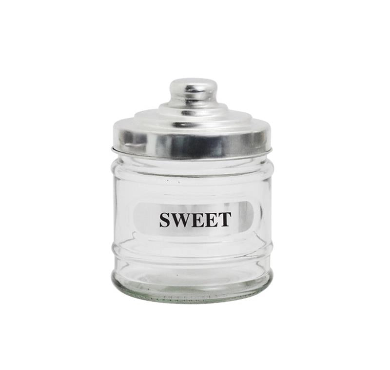 MA MAISON HOME BARATTOLO IN VETRO CON RILIEVO COPERCHIO IN ALLUMINIO SCRITTA ASSORTITA 280 ML